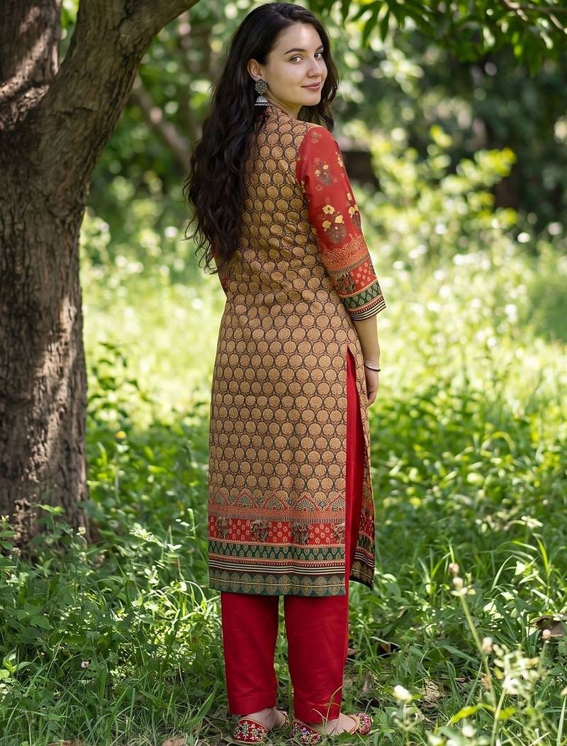 Women Ethnic Motifs Printed Regular Sequinned Pure Cotton Kurta with Trousers & With Dupatta