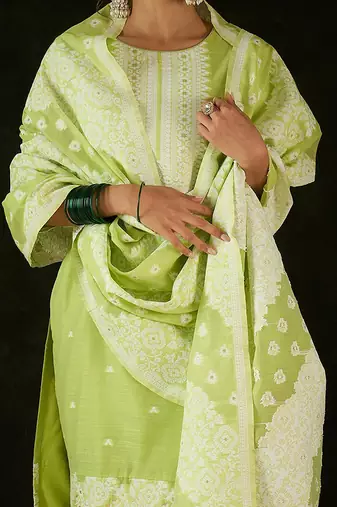 Women Ethnic Motifs Regular Kurta with Trousers & With Dupatta