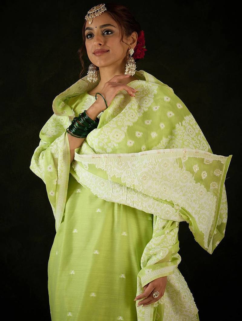 Women Ethnic Motifs Regular Kurta with Trousers & With Dupatta