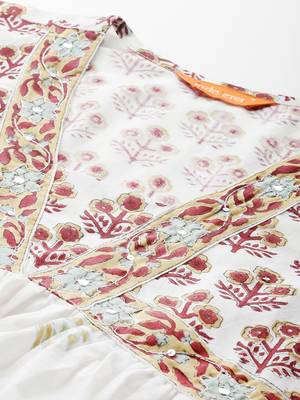 Floral Printed Empire Pure Cotton Kurta with Trousers & With Dupatta 2