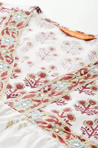 Floral Printed Empire Pure Cotton Kurta with Trousers & With Dupatta