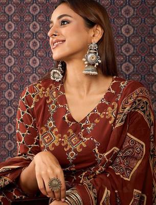 Women Ethnic Motifs Printed Regular Pure Cotton Kurta Trousers With Dupatta 2
