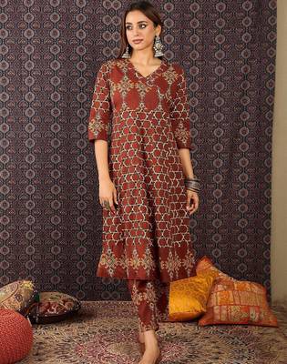 Women Ethnic Motifs Printed Regular Pure Cotton Kurta Trousers With Dupatta 6