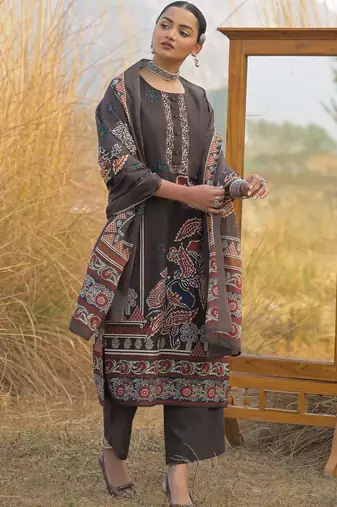 Women Ethnic Motifs Printed Regular Sequinned  Cotton Kurta with Trousers & With Dupatta