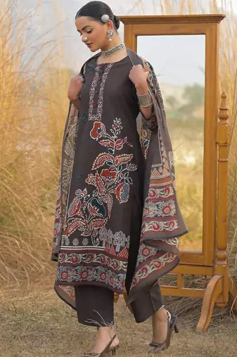 Women Ethnic Motifs Printed Regular Sequinned  Cotton Kurta with Trousers & With Dupatta