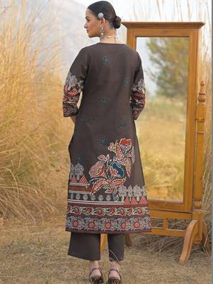 Women Ethnic Motifs Printed Regular Sequinned  Cotton Kurta with Trousers & With Dupatta 4