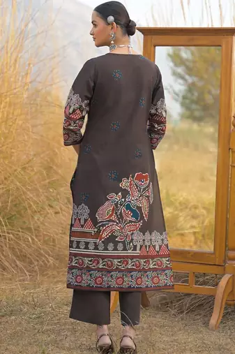 Women Ethnic Motifs Printed Regular Sequinned  Cotton Kurta with Trousers & With Dupatta