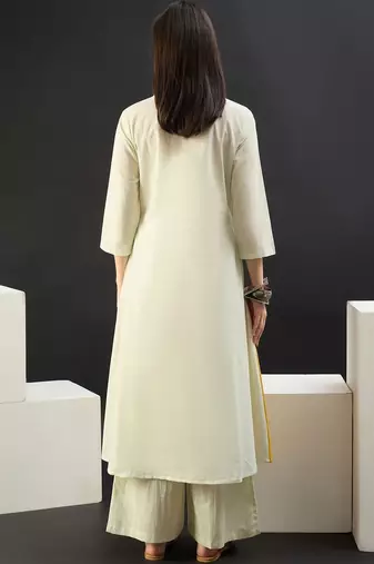 Women Colourblocked Regular Pure Cotton Kurta with Palazzos