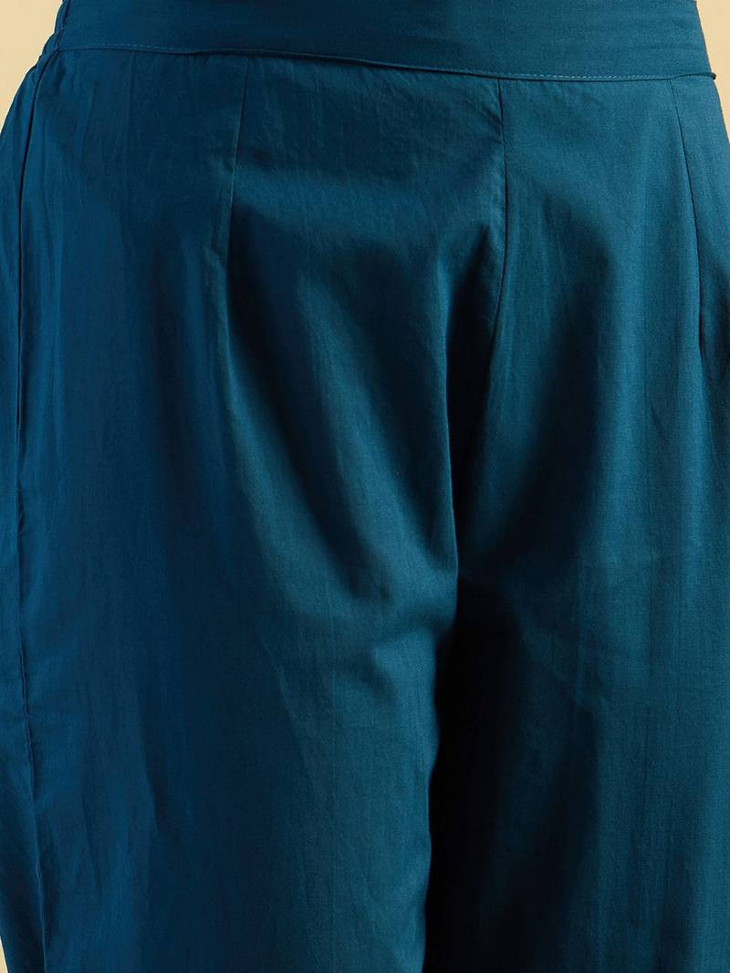 Ethnic Motifs Printed  Cotton Straight Kurta With Trousers & Dupatta