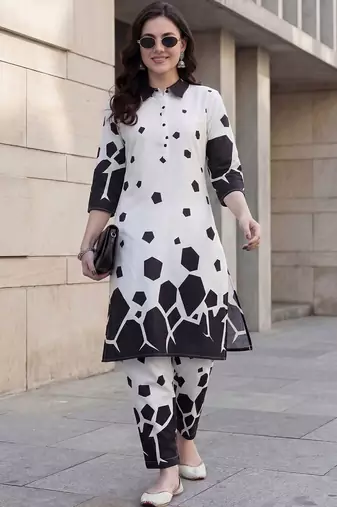 Women Printed Regular Pure Cotton Kurta with Palazzos