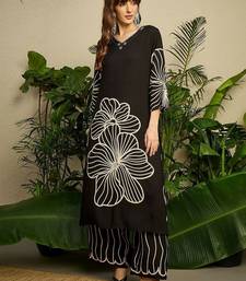 Women Floral Printed Thread Work Kurta with Palazzos
