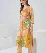 Women Printed Regular Thread Work Kurta with Trousers