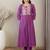 Floral Embroidered Thread Work Pure Cotton A-Line Kurta With Trousers