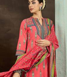 Ethnic Motifs Printed Pure Cotton Straight Kurta With Trousers & Dupatta