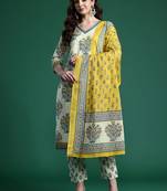 Floral Printed Regular Pure Cotton Kurta with Trousers & Dupatta