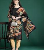 Women Floral Printed Pure Cotton Kurta with Trousers & With Dupatta