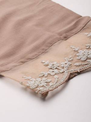 Floral Embroidered Thread Work Kurta With Trousers & Dupatta 8