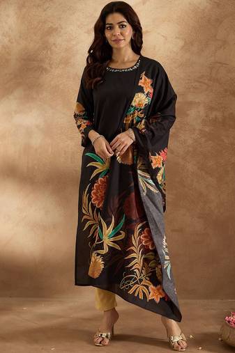 Women Floral Printed Regular  Cotton Kurta with Trousers & With Dupatta