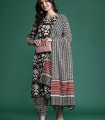 Floral Printed  Cotton Kurta with Salwar & With Dupatta