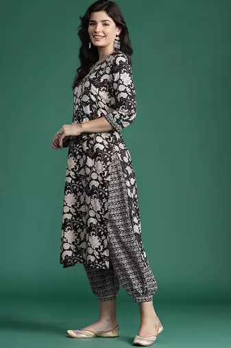 Floral Printed Pure Cotton Kurta with Salwar & With Dupatta