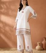 Women Ethnic Motifs Printed Regular Pure Cotton Kurta with Palazzos