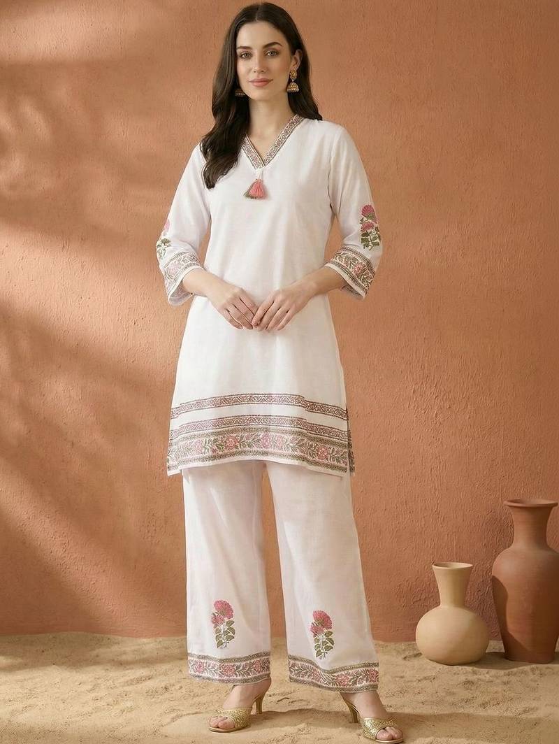 Women Ethnic Motifs Printed Regular Pure Cotton Kurta with Palazzos