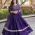 Purple Glori Satin Katchi Zari Embroidery Work Blouse With Flared Lehenga and Dupatta