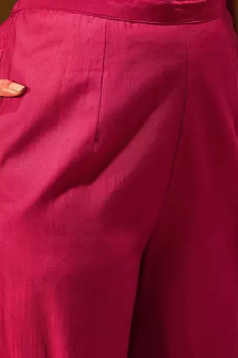 Ethnic Motifs Yoke Design Straight Zari Liva Kurta with Trousers & Dupatta