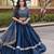 Blue Glori Satin Katchi Zari Embroidery Work Blouse With Flared Lehenga and Dupatta