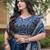 Blue Glori Satin Katchi Zari Embroidery Work Blouse With Flared Lehenga and Dupatta