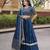 Blue Glori Satin Katchi Zari Embroidery Work Blouse With Flared Lehenga and Dupatta