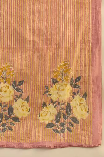 Floral Printed Embellished Pure Cotton Straight Kurta with Trouser And Dupatta