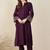 Floral Embroidered Mandarin Collar Thread Work Straight Kurta & Trousers