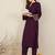 Floral Embroidered Mandarin Collar Thread Work Straight Kurta & Trousers