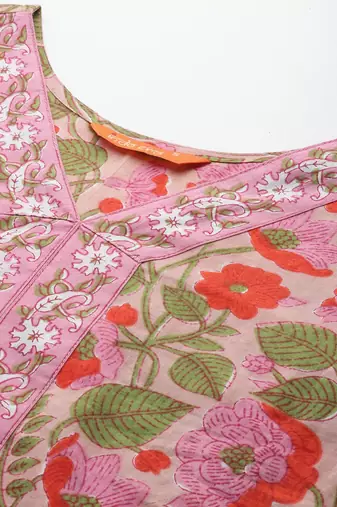 Floral Printed  Cotton Kurta with Salwar & With Dupatta