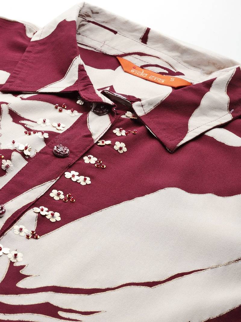 Women Floral Printed Sequinned Kurta with Trousers