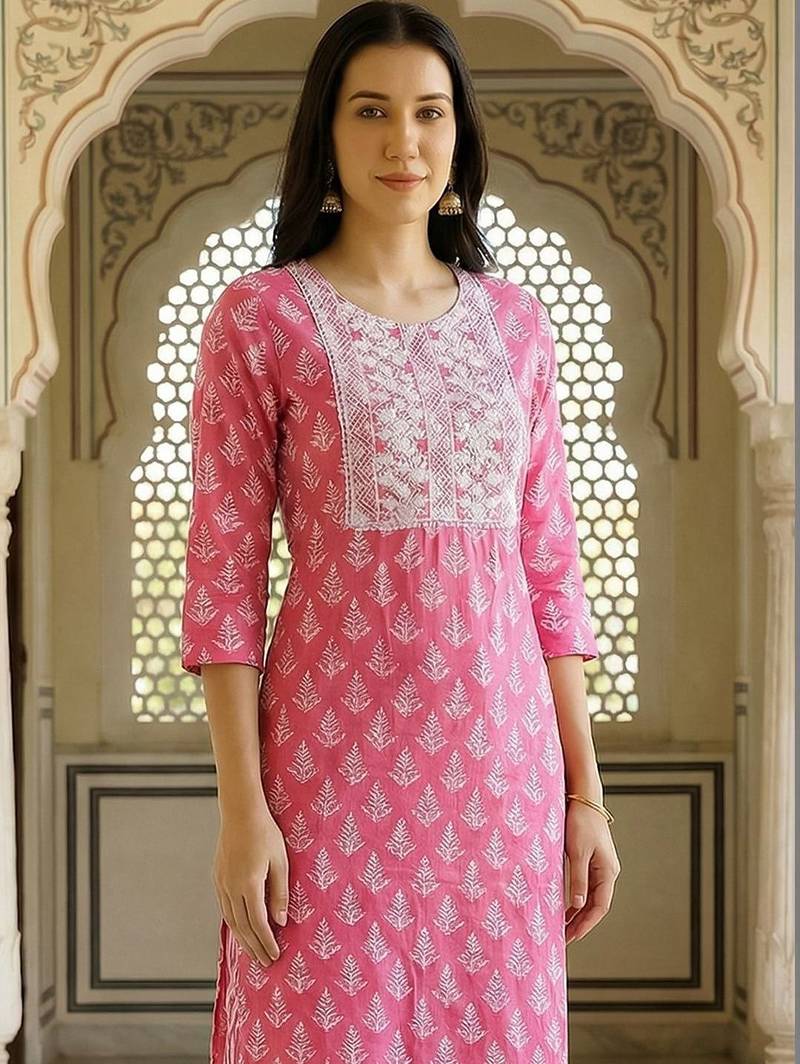 Women Ethnic Motifs Printed Regular Thread Work Kurta with Trousers