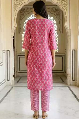 Women Ethnic Motifs Printed Regular Thread Work Kurta with Trousers