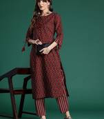 Ethnic Motifs Printed Pure Cotton Kurta with Trousers