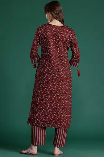 Ethnic Motifs Printed Pure Cotton Kurta with Trousers
