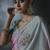Multicolor tissue silk blend embroidered saree with sea green blouse