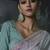 Multicolor tissue silk blend embroidered saree with sea green blouse