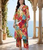 Women Floral Printed Regular  Cotton Kurta with Trousers