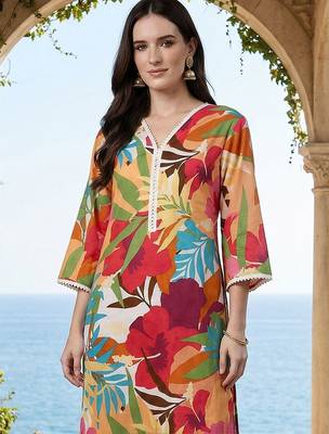 Women Floral Printed Regular  Cotton Kurta with Trousers 2