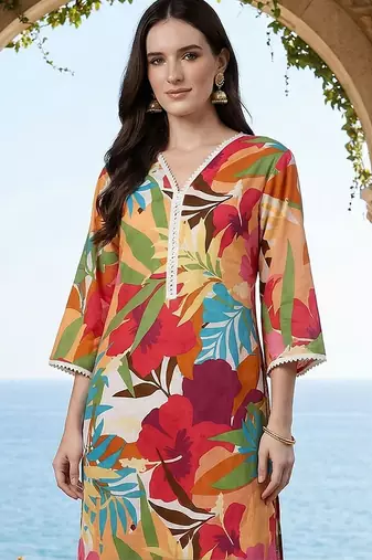 Women Floral Printed Regular Pure Cotton Kurta with Trousers