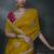 Mustard yellow tissue silk blend embroidered saree with rani pink blouse