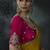 Mustard yellow tissue silk blend embroidered saree with rani pink blouse