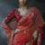 Multicolor tissue silk blend embroidered saree with crimson red blouse