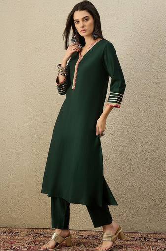 Women Regular Gotta Patti Liva Kurta with Trousers