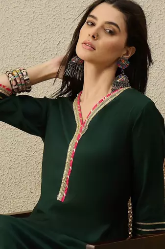 Women Regular Gotta Patti Liva Kurta with Trousers